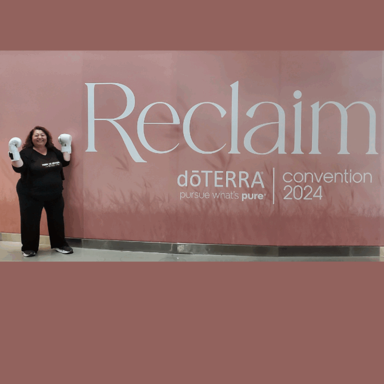 I am fighting to reclaim my health and live my best life again! This picture is at a dōTERRA convention I attended on my own using an electric wheelchair to move around.